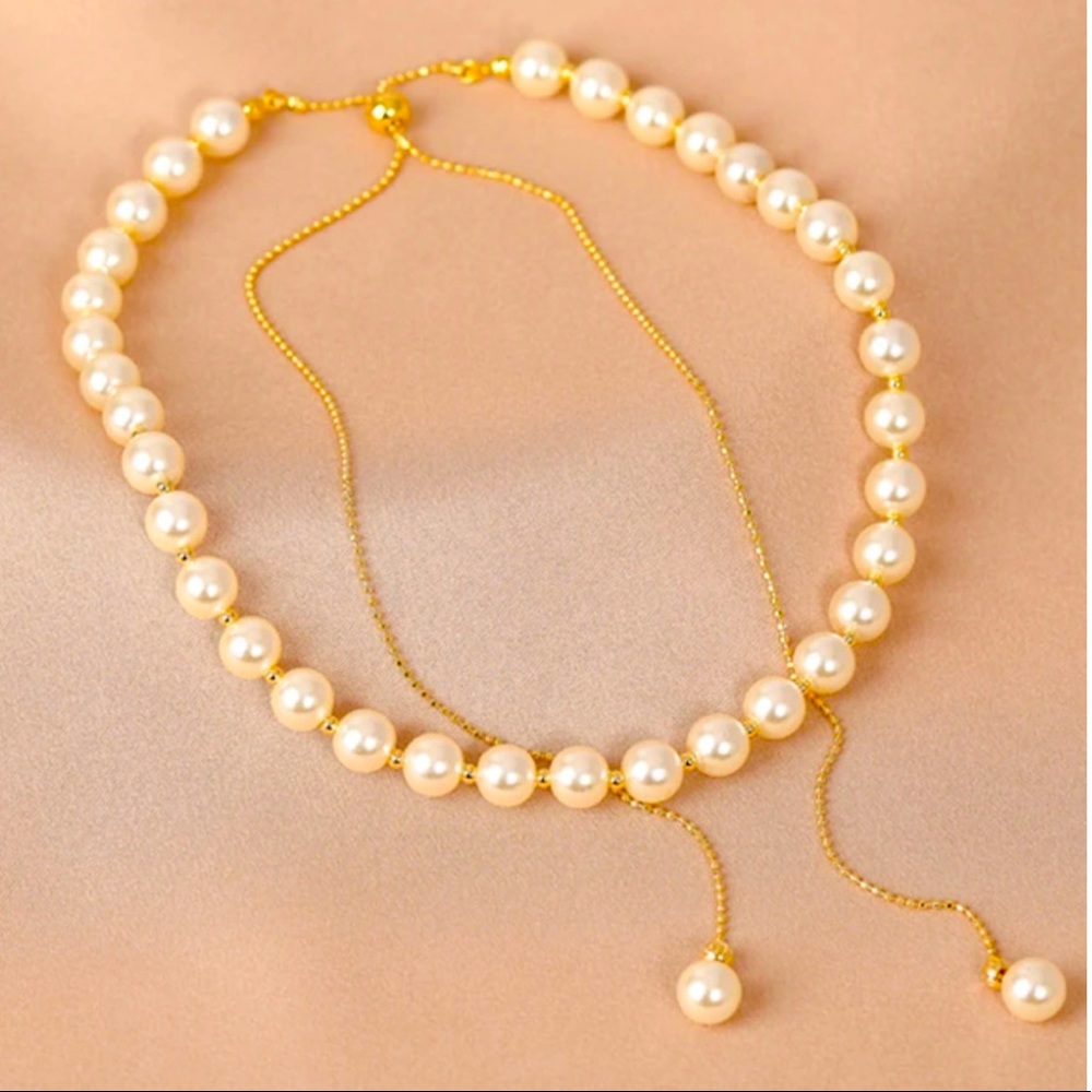 Deisgner Pearl bolo necklace from Dubai! Custom made. Wear many different ways!